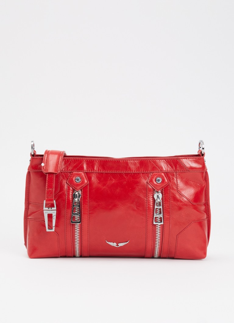 Zadig&Voltaire Dames Sunny Moody crossbodytas van leer met verstelbare schouderriem in de kleur Steenrood