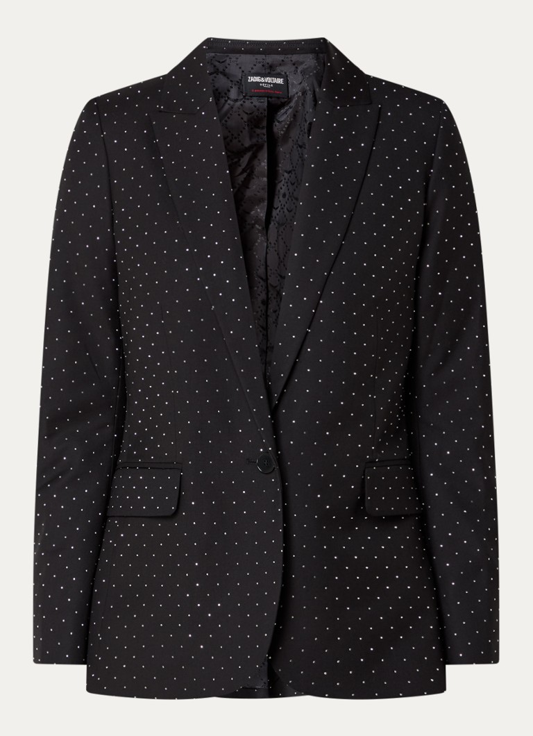 Zadig&Voltaire Dames Valse blazer met strass en klepzakken in de kleur Zwart