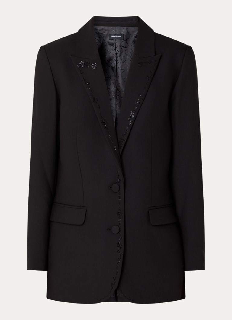 Zadig&Voltaire Dames Viva blazer met klepzakken en strass in de kleur Zwart
