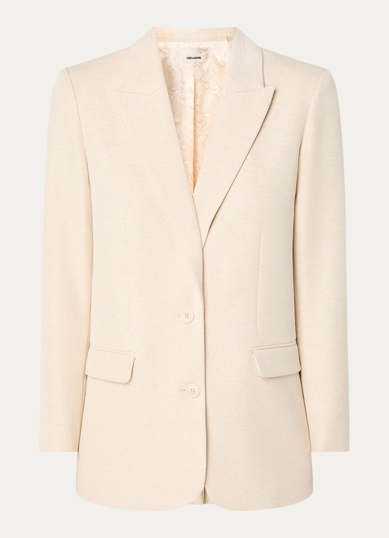 Zadig&Voltaire Dames Viva single-breasted blazer met schoudervulling en lurex in de kleur Vanillegeel