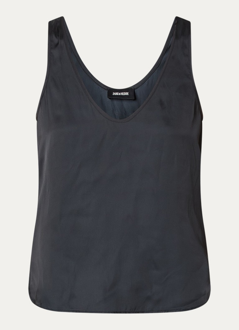 Zadig&Voltaire Dames Tarys tanktop van satijn met strass in de kleur Zwart
