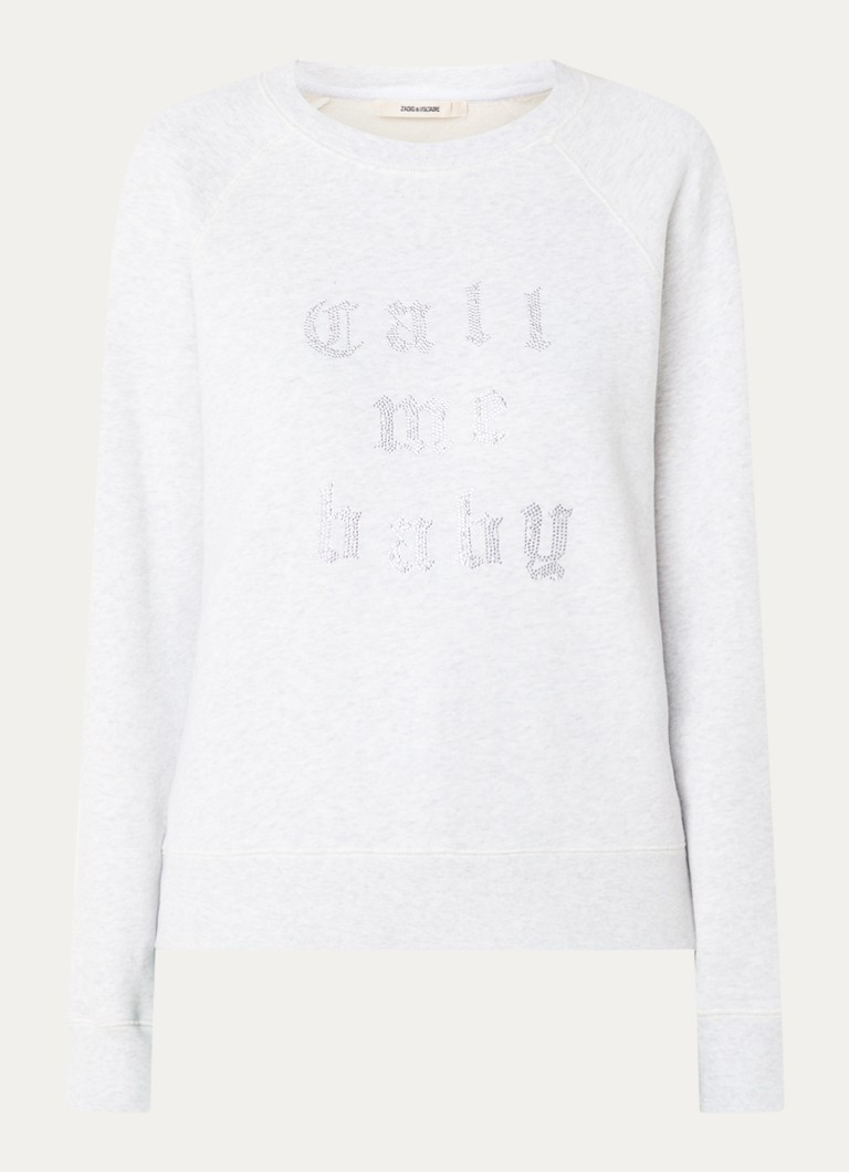 Zadig&Voltaire Dames Upper sweater met strass in de kleur Lichtgrijs
