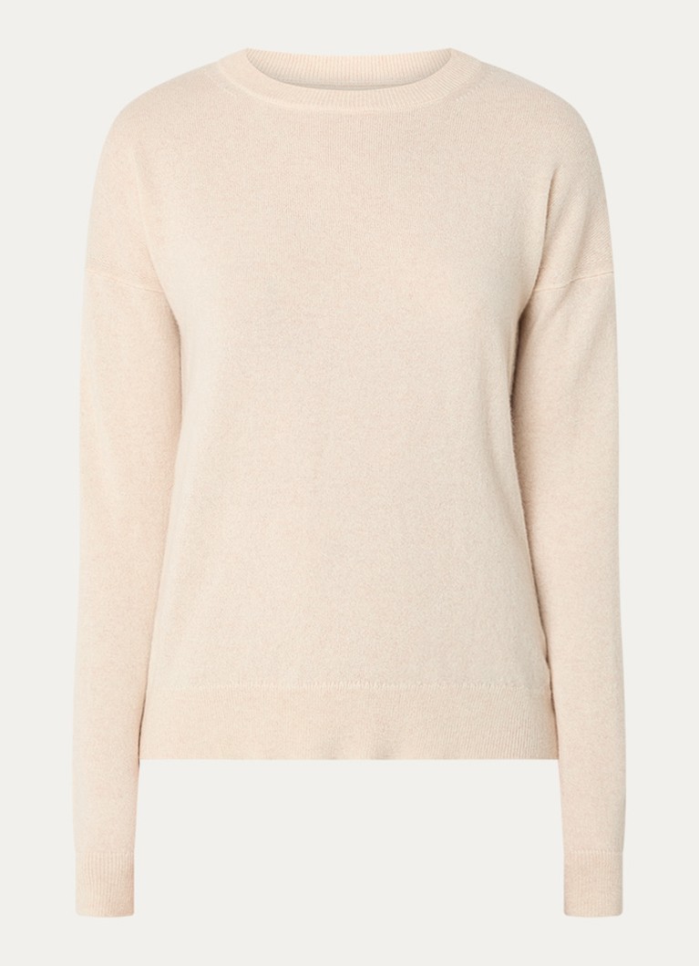 Zadig&Voltaire Dames Cici fijngebreide trui van kasjmier met details van schapenleer in de kleur Creme