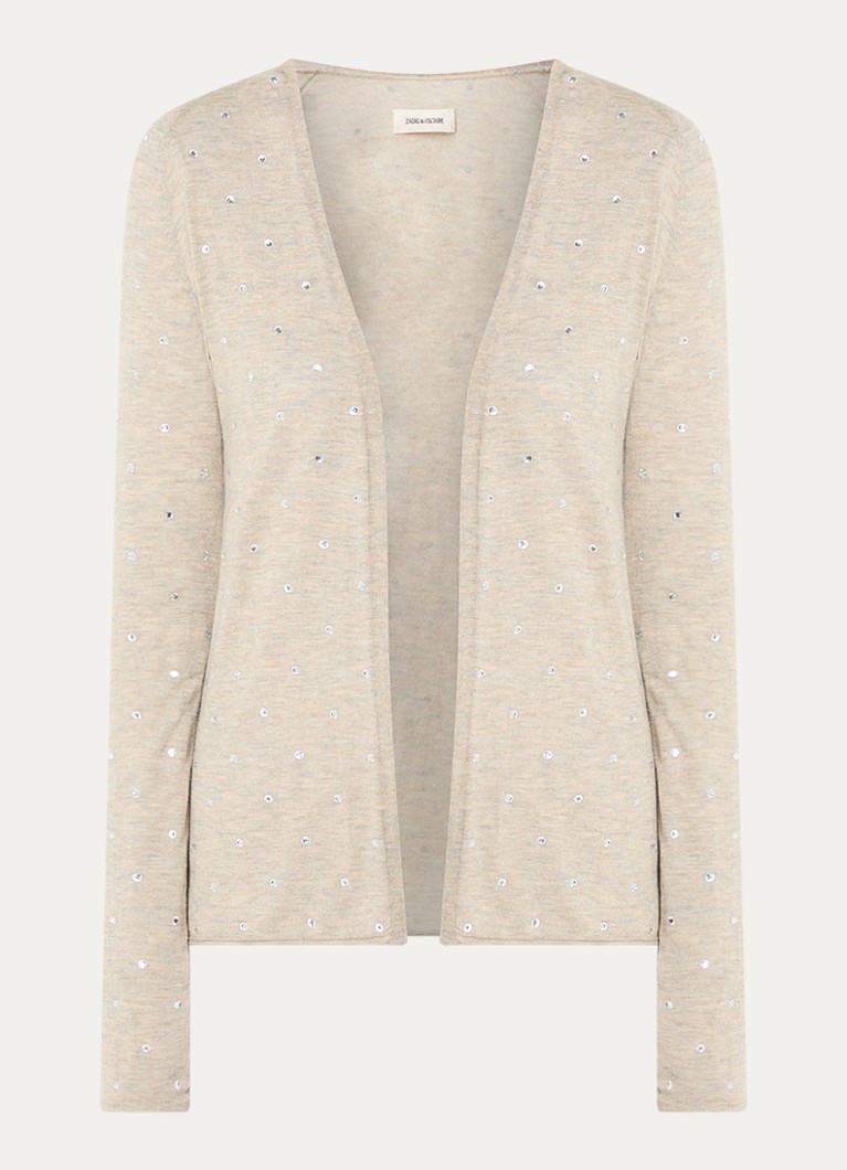 Zadig&Voltaire Dames Daffy fijngebreid vest van kasjmier met strass in de kleur Beige