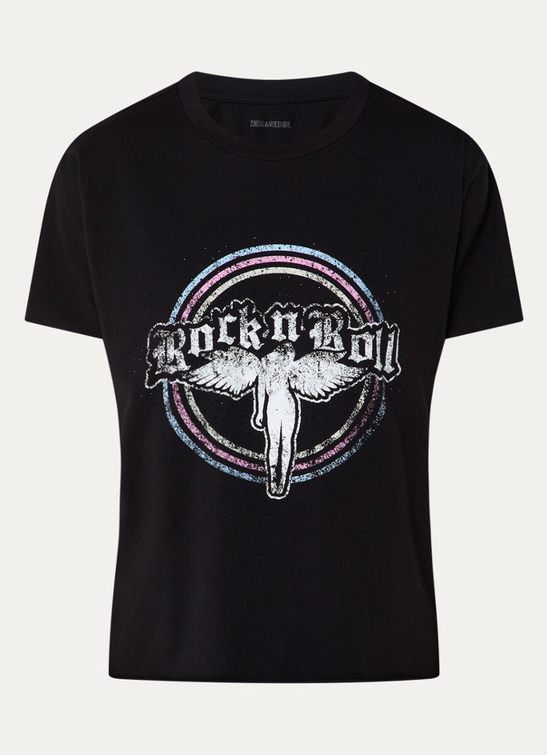 Zadig&Voltaire Dames Tommer T-shirt met print en strass in de kleur Zwart