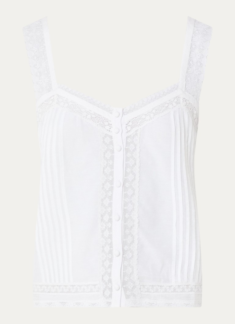 Zadig&Voltaire Dames Celite crop top met details van kant in de kleur Gebroken wit