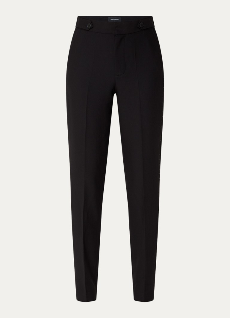 Zadig&Voltaire Dames Penny high wasit slim fit pantalon met steekzakken in de kleur Zwart