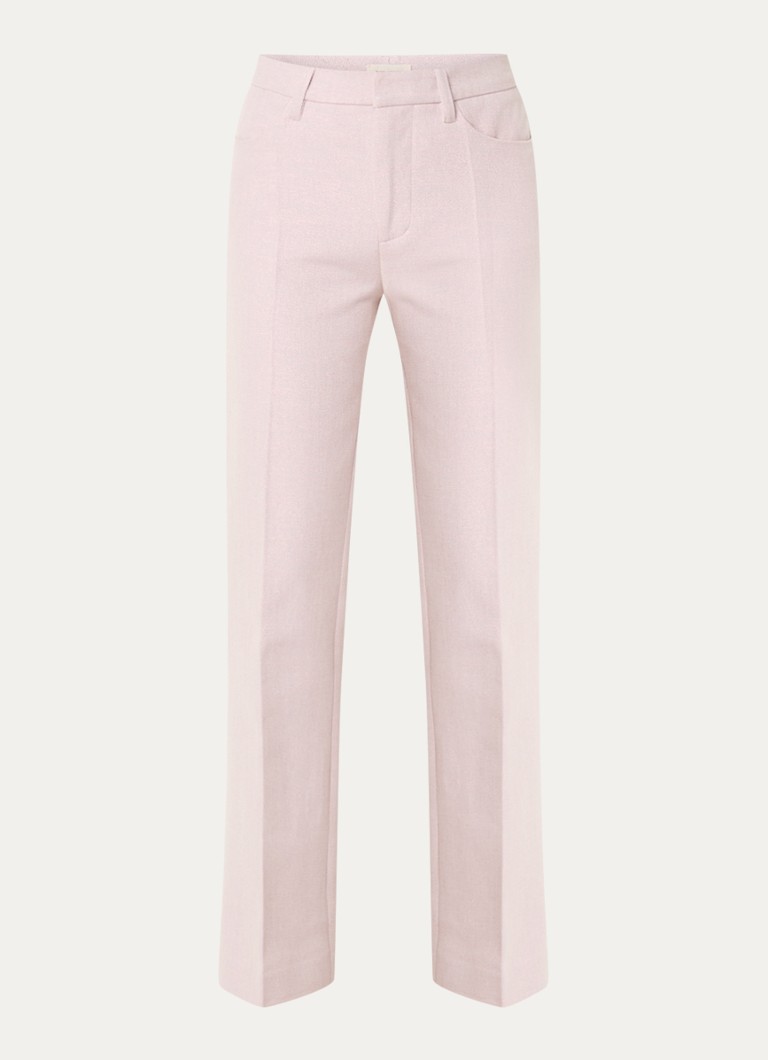 Zadig&Voltaire Dames Pistol high waist straight fit pantalon met lurex in de kleur Oudroze