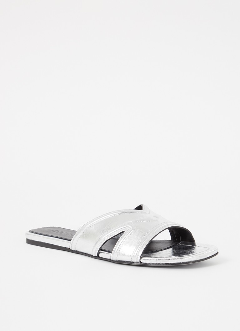 Zadig&Voltaire Dames Azora sandaal van leer met metallic finish in de kleur Zilver