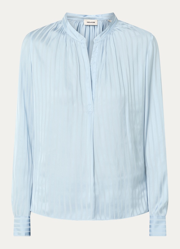 Zadig&Voltaire Dames Tink tuniek van satijn met plooidetail in de kleur Lichtblauw