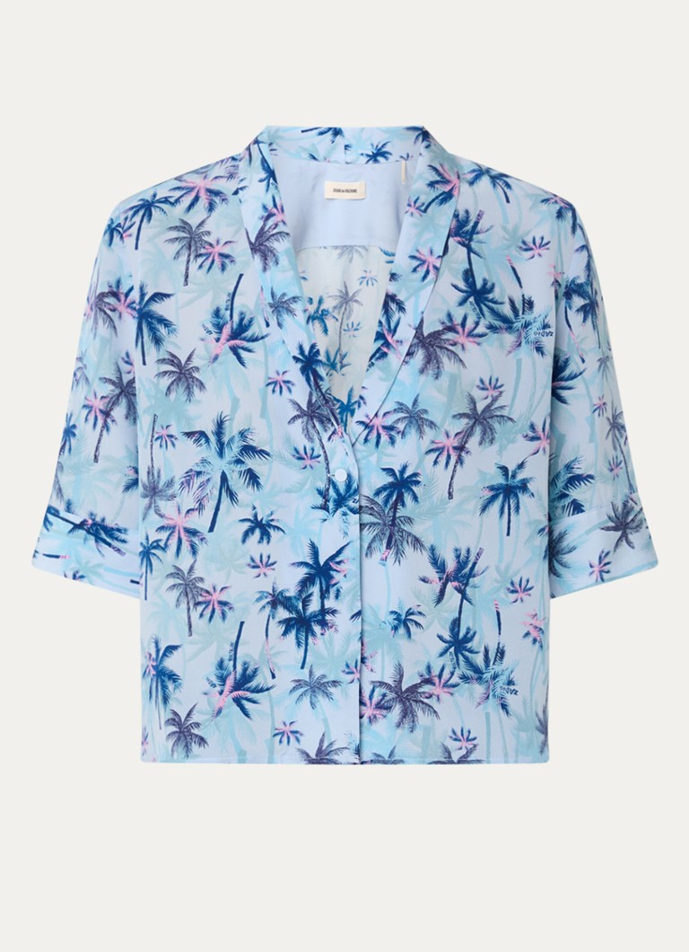 Zadig&Voltaire Dames Telmos tuniek van zijde met print in de kleur Staalblauw