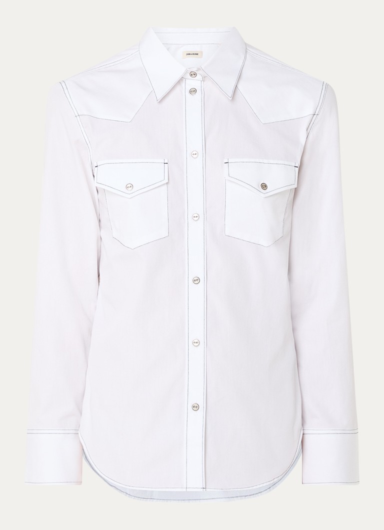 Zadig&Voltaire Dames Thelma blouse van katoen met borstzakken in de kleur Wit