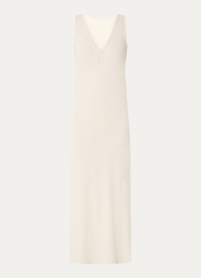 Zadig&Voltaire Dames Deva maxi jurk in linnenblend met zijsplitten in de kleur Beige