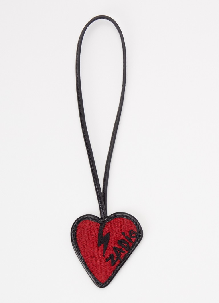 Zadig&Voltaire Dames Flash Heart tasbedel van leer in de kleur Zwart