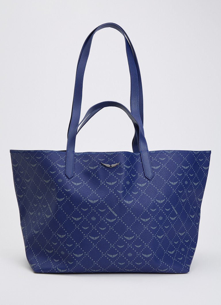 Zadig&Voltaire Dames XL shopper met logoprint in de kleur Donkerblauw