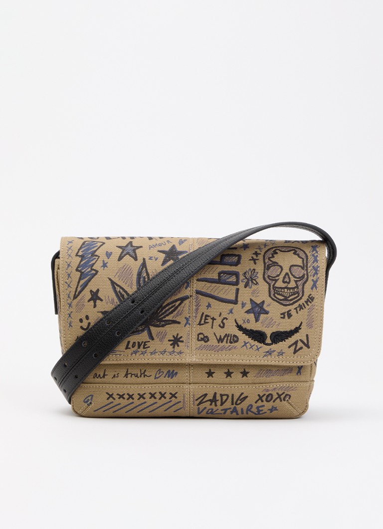 Zadig&Voltaire Dames Z Camp Satchel schoudertas van canvas in de kleur Khaki
