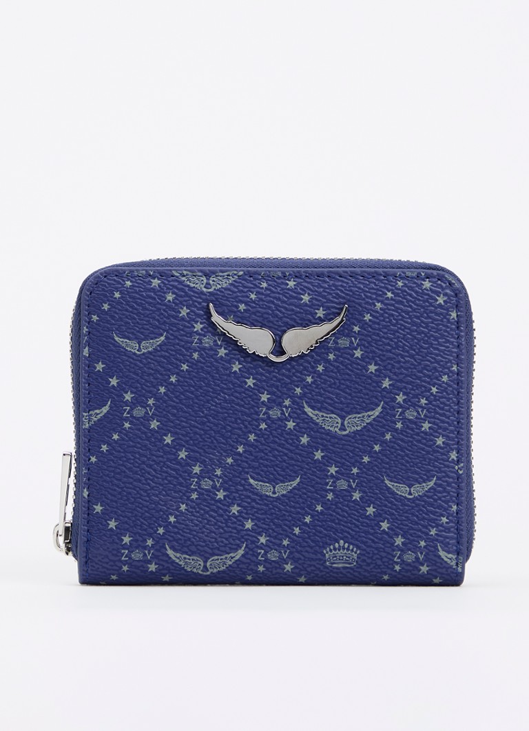 Zadig&Voltaire Dames Mini portemonnee met logoprint in de kleur Royalblauw