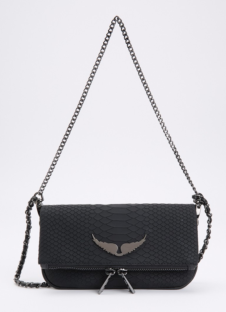 Zadig&Voltaire Dames Nano Soft Savage Rock clutch van leer in de kleur Zwart