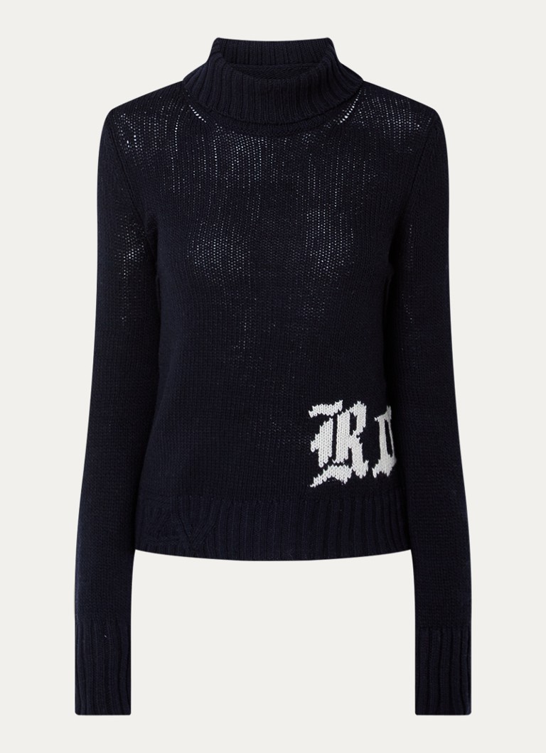 Zadig&Voltaire Dames Nalma fijngebreide trui van wol met col in de kleur Donkerblauw