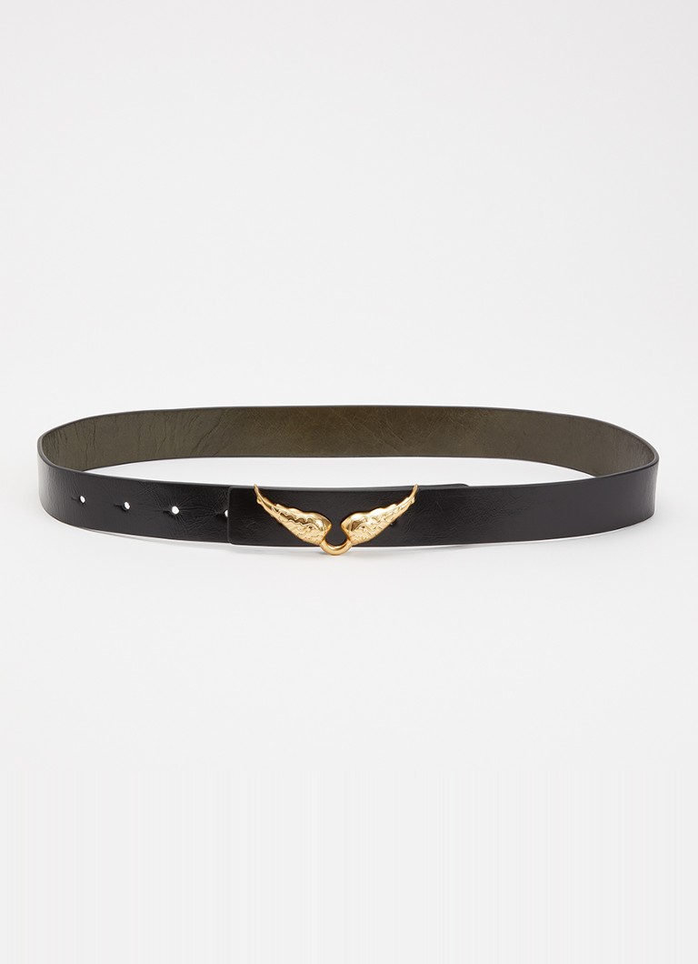 Zadig&Voltaire Dames Rock Reversible riem van leer met logo in de kleur Zwart