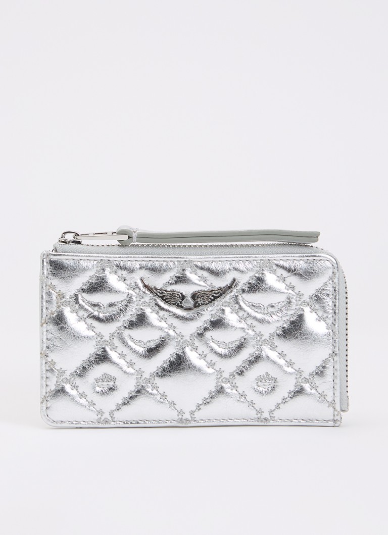 Zadig&Voltaire Dames Pasjeshouder van leer met metallic finish en quilt patroon in de kleur Zilver