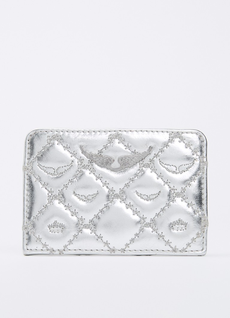 Zadig&Voltaire Dames Pasjeshouder van leer met metallic finish en quilt patroon in de kleur Zilver