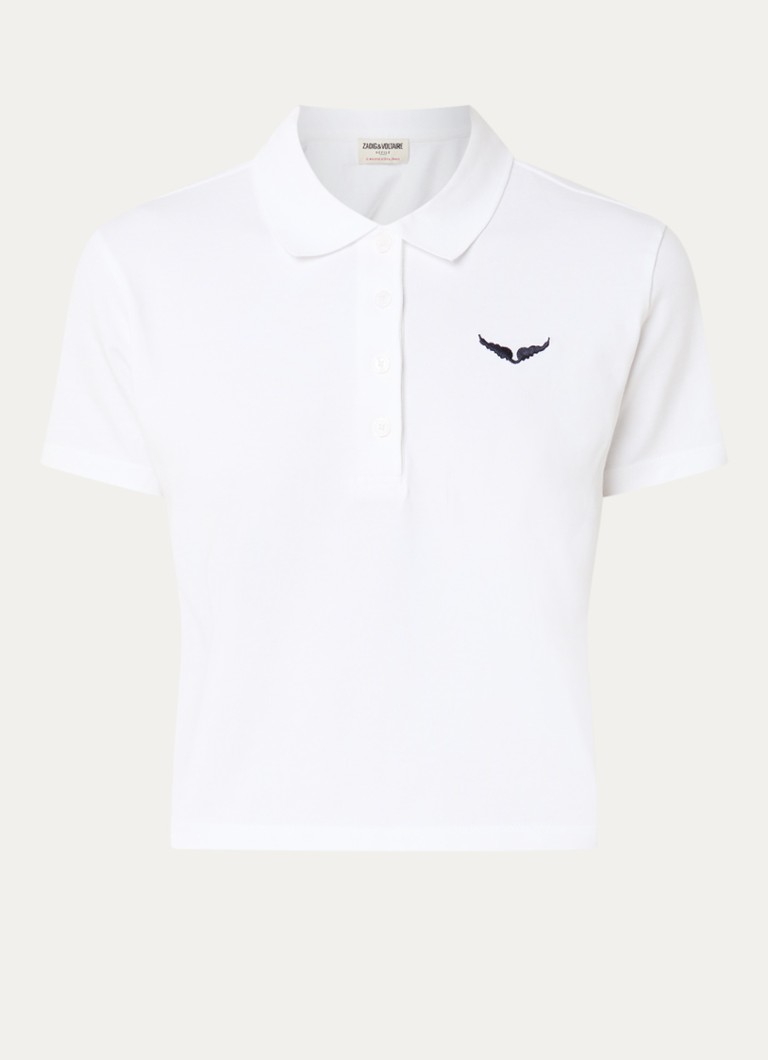 Zadig&Voltaire Dames Mirta T-shirt met logoborduring en polokraag in de kleur Wit