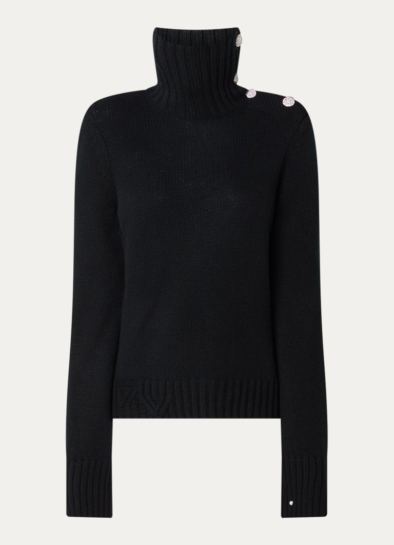 Zadig&Voltaire Dames Nalma fijngebreide trui van kasjmier met col in de kleur Zwart