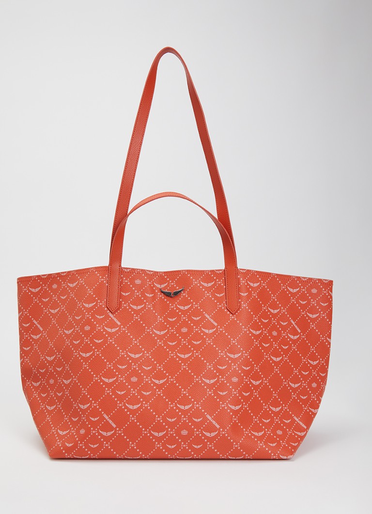 Zadig&Voltaire Dames XL shopper met logoprint in de kleur Oranje