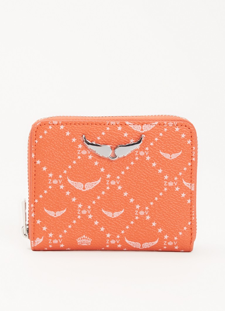 Zadig&Voltaire Dames Mini portemonnee met logoprint in de kleur Oranje