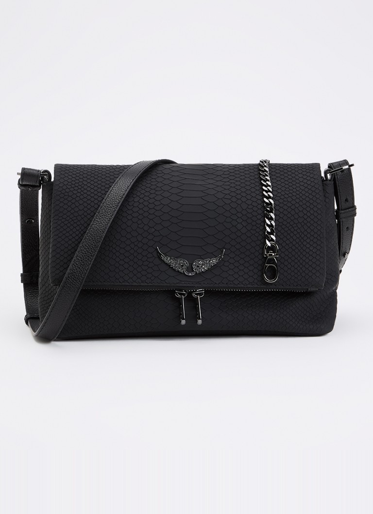 Zadig&Voltaire Dames Rocky crossbodytas van leer met afneembare schouderriem in de kleur Zwart
