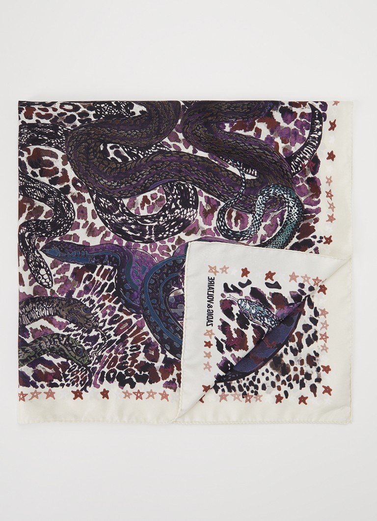 Zadig&Voltaire Dames Debbie 85 Snake sjaal in zijdeblend 85 x 85 cm in de kleur Gebroken wit