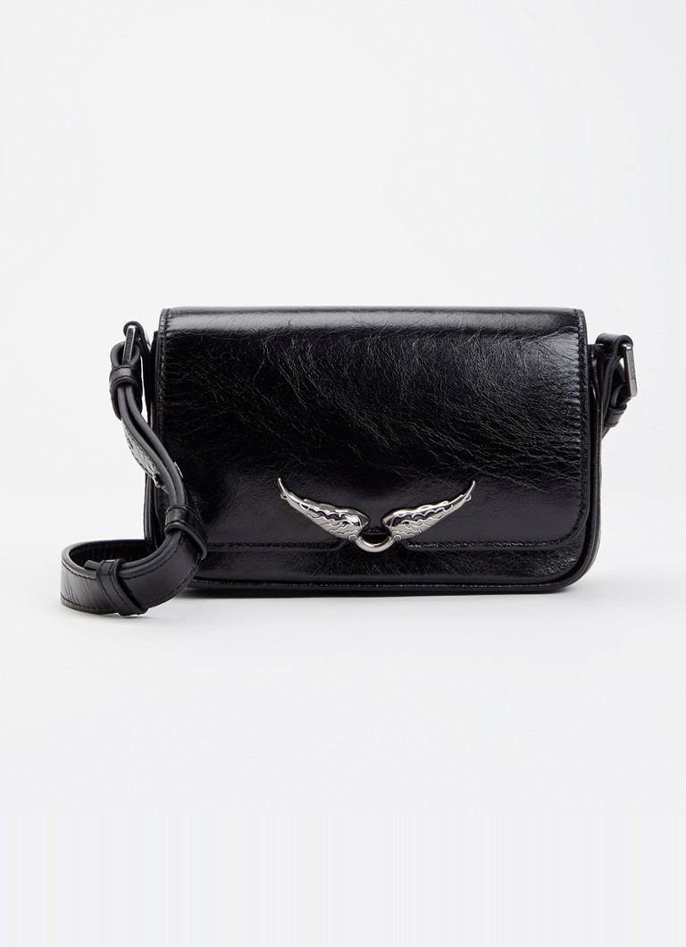 Zadig&Voltaire Dames Le Zazi crossbodytas van kalfsleer met verstelbare schouderriem in de kleur Zwart