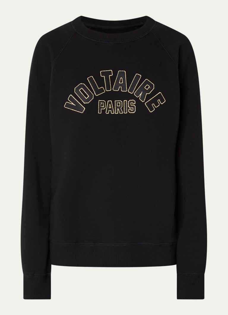 Zadig&Voltaire Dames Sunca sweater met logoborduring in de kleur Zwart