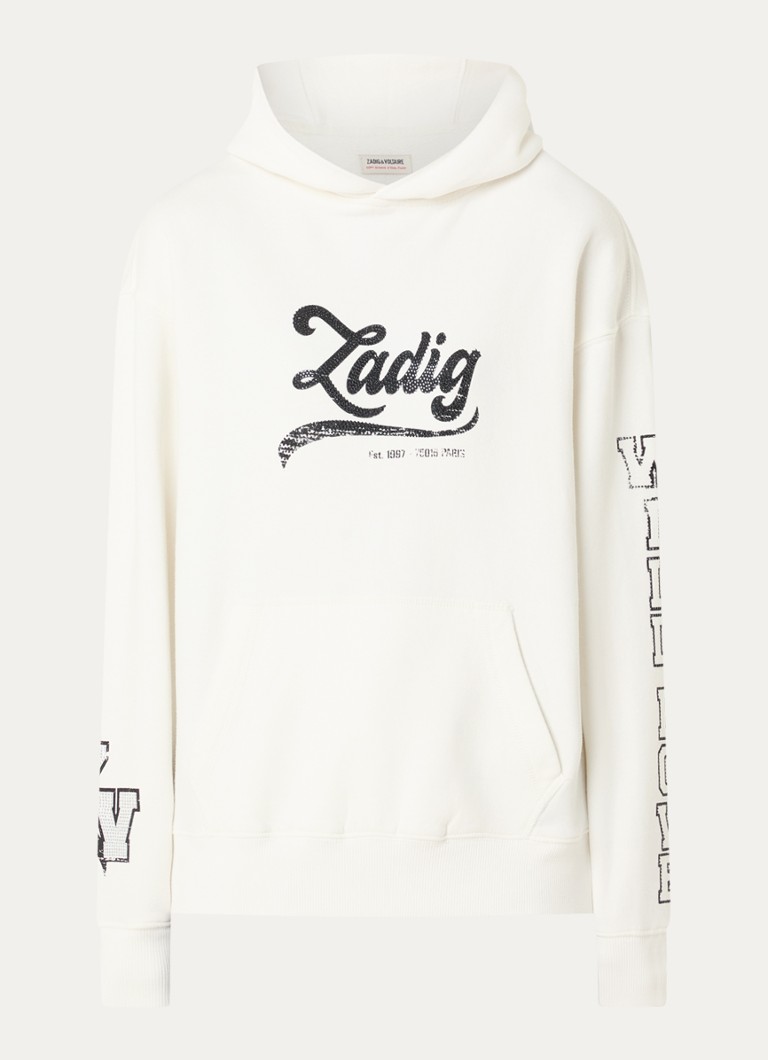 Zadig&Voltaire Dames Sweela hoodie met logo- en backprint in de kleur Ivoor