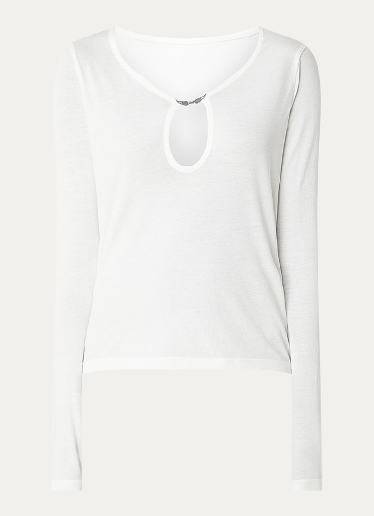 Zadig&Voltaire Dames Tina longsleeve met cut-out detail in de kleur Gebroken wit