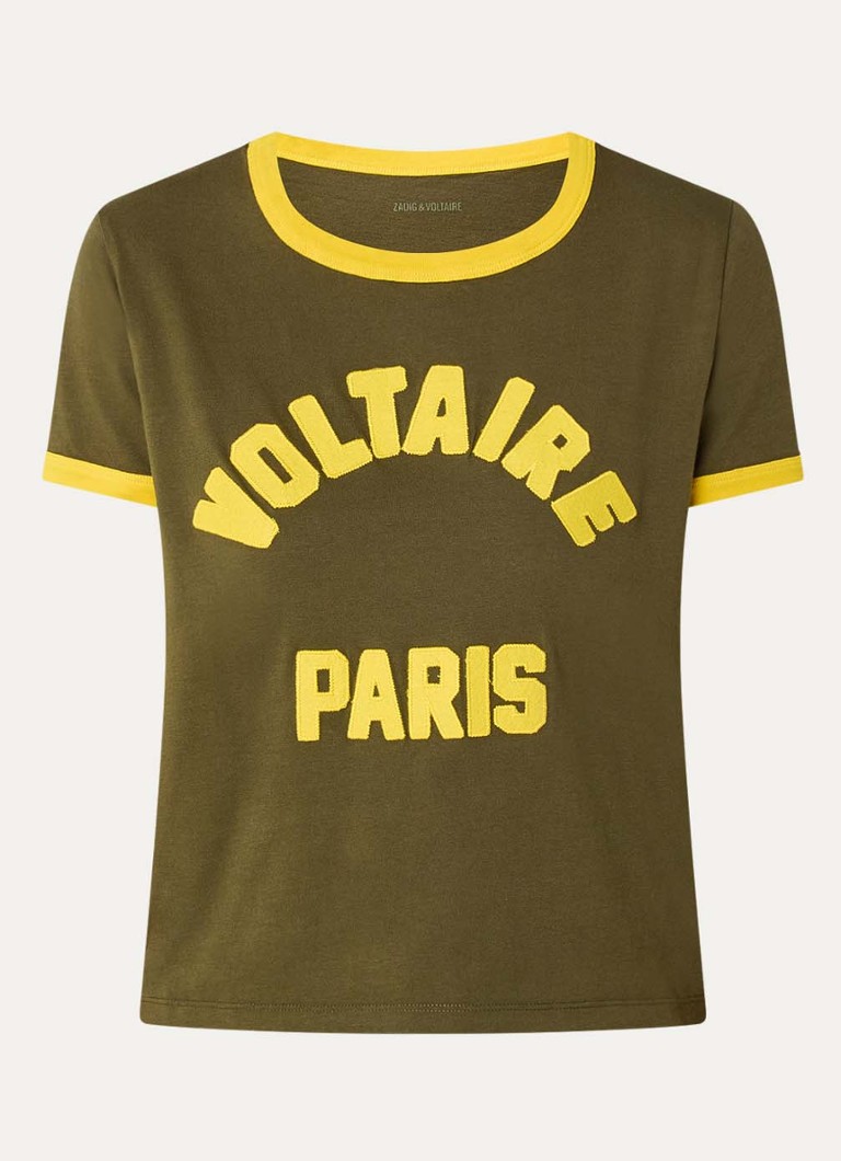 Zadig&Voltaire Dames Alys T-shirt met logoborduring in de kleur Bronsgroen