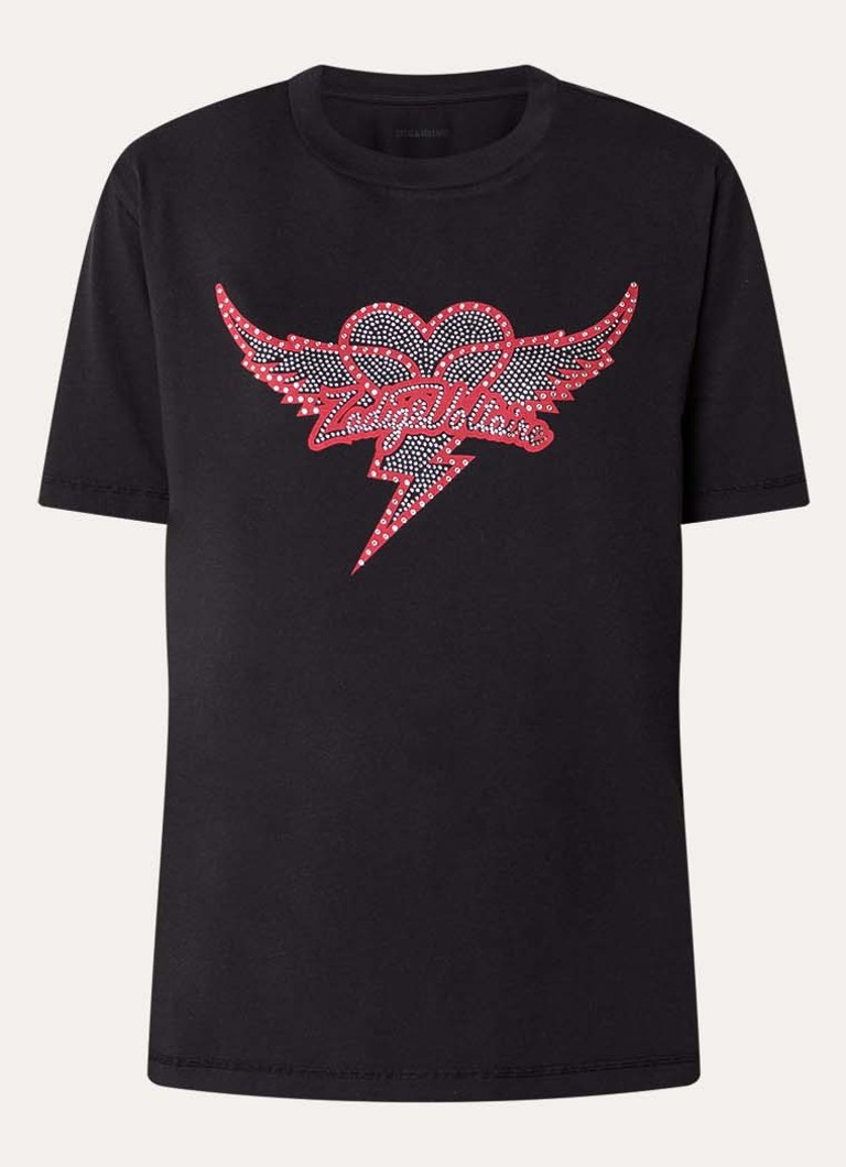 Zadig&Voltaire Dames Edwin HC T-shirt met strass in de kleur Zwart