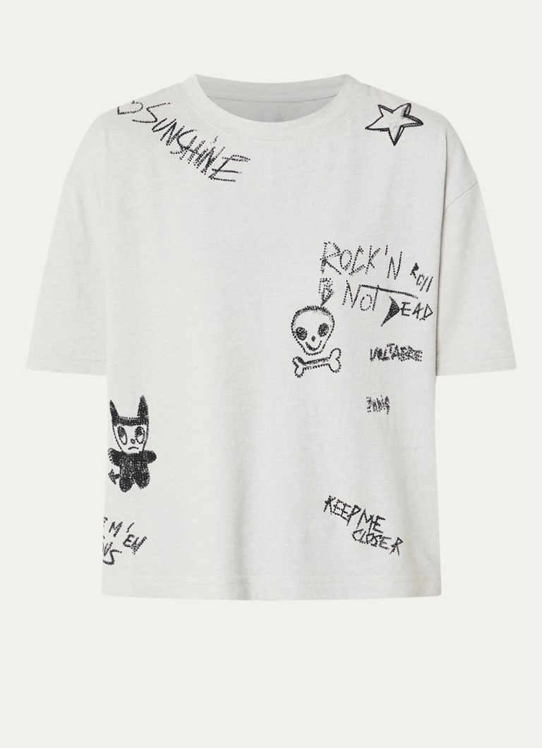 Zadig&Voltaire Dames Taida T-shirt met strass in de kleur Lichtgrijs