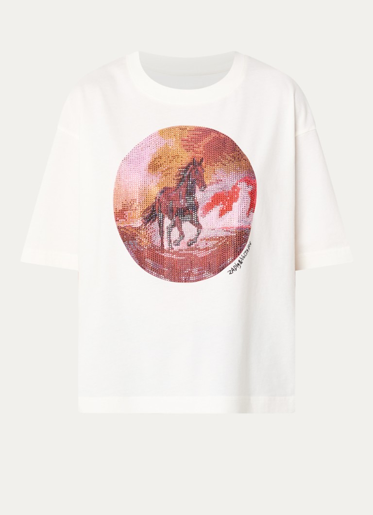 Zadig&Voltaire Dames Taida T-shirt met strass in de kleur Gebroken wit
