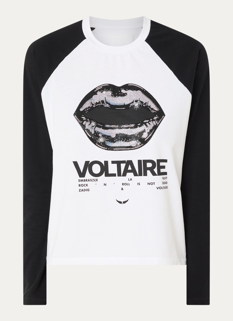 Zadig&Voltaire Dames Walkra longsleeve met logoprint in de kleur Wit