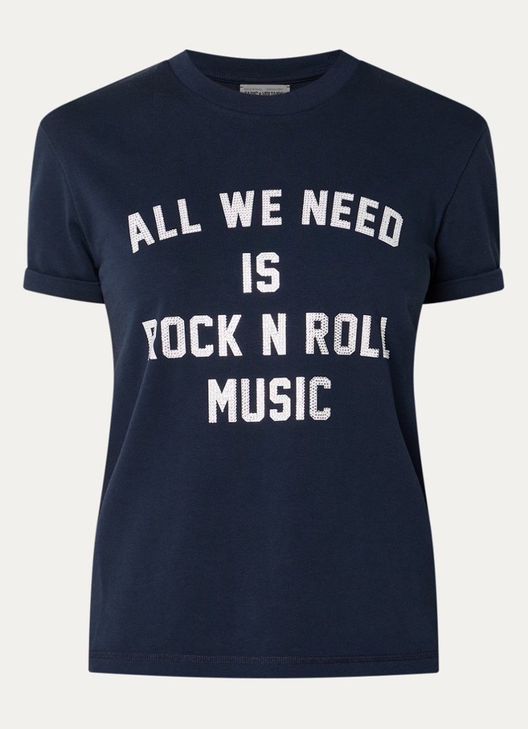Zadig&Voltaire Dames Walko T-shirt met logoprint en strass in de kleur Donkerblauw
