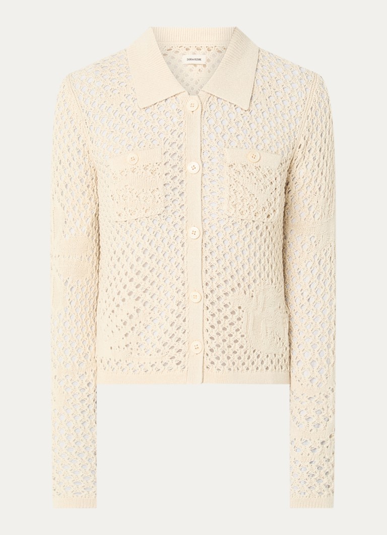 Zadig&Voltaire Dames Voltyz blouse met opengewerkt dessin in de kleur Beige
