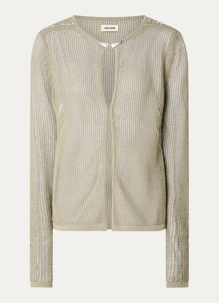 Zadig&Voltaire Dames Saya vest met lurex en opengewerkt dessin in de kleur Mosgroen