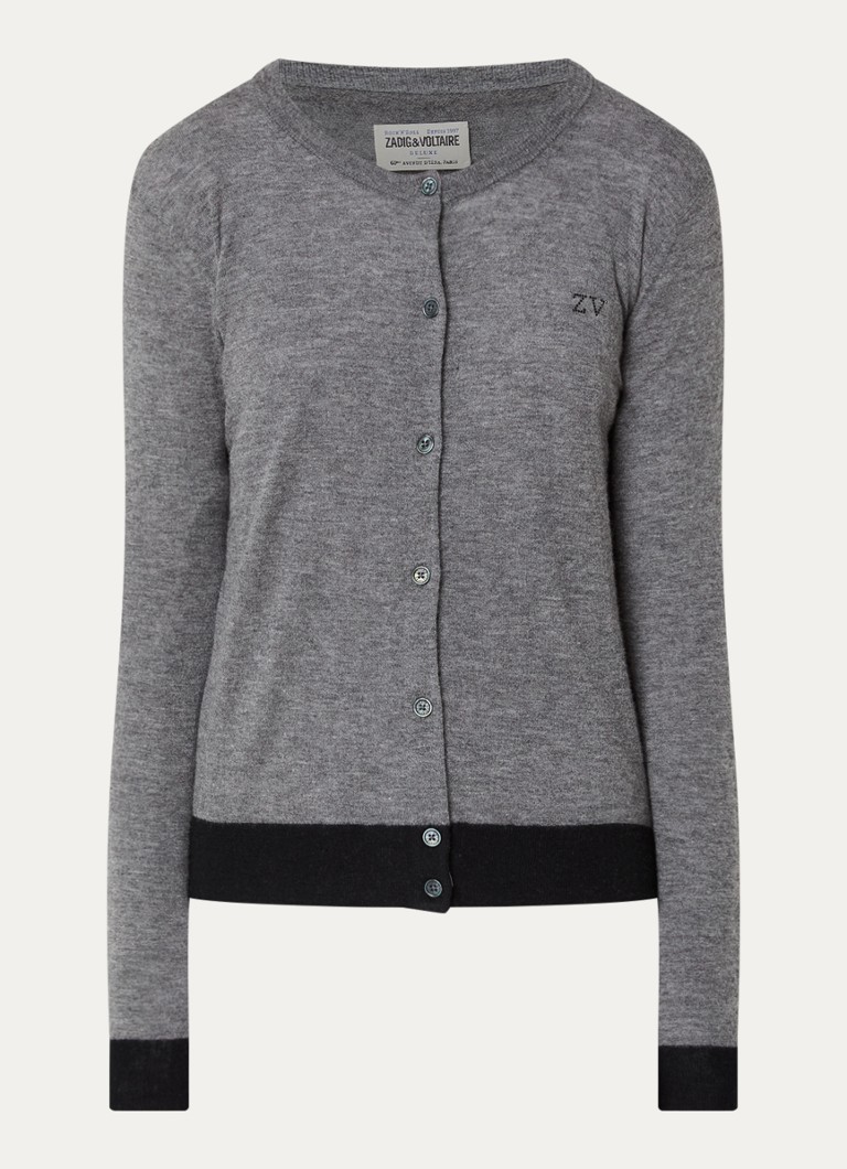 Zadig&Voltaire Dames Missya fijngebreid vest van kasjmier met logo in de kleur Grijs