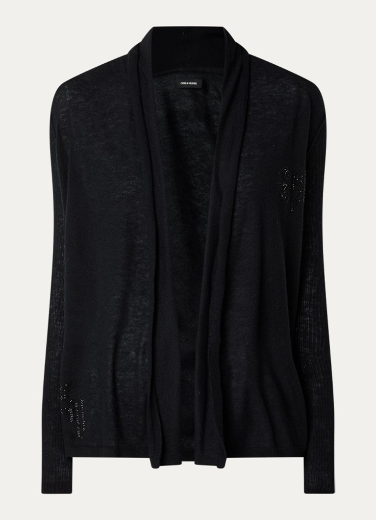Zadig&Voltaire Dames Robyn openvallend vest van kasjmier in de kleur Zwart
