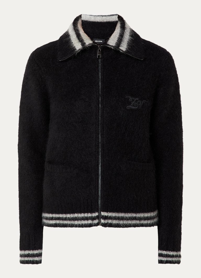 Zadig&Voltaire Dames Gildas jack met logo en steekzakken in de kleur Zwart