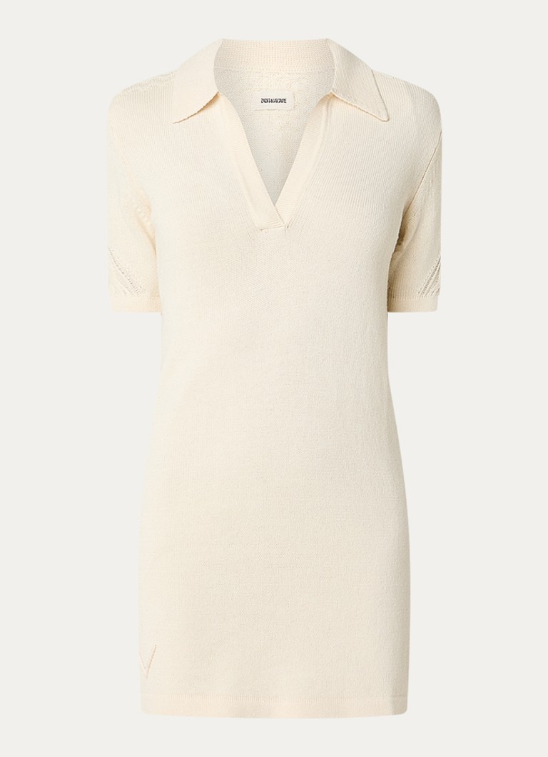 Zadig&Voltaire Dames Lulu grofgebreide mini jurk in merino wolblend in de kleur Beige