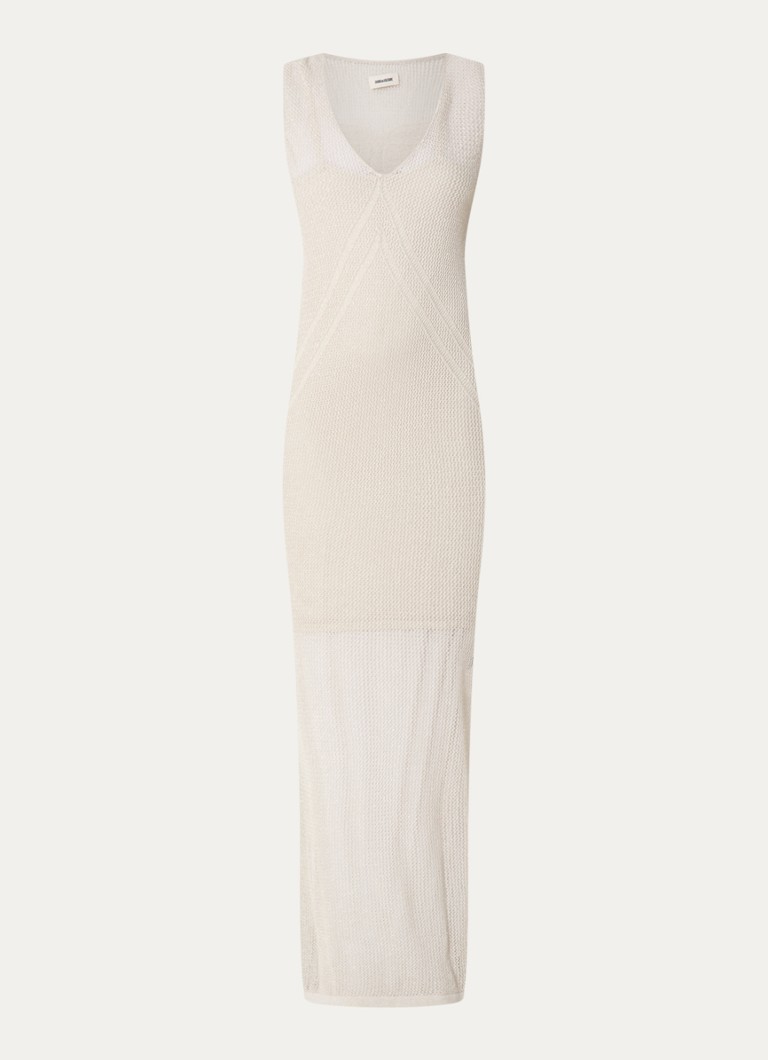 Zadig&Voltaire Dames Riza semi-transparante maxi jurk met lurex en split in de kleur Creme