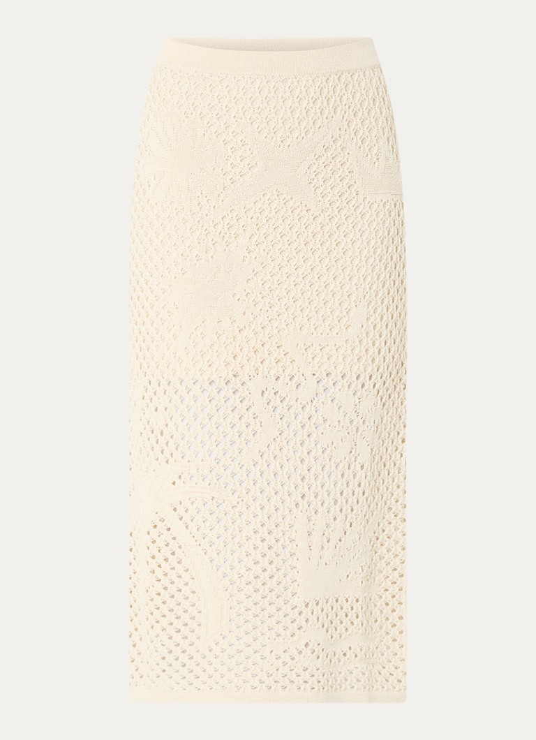 Zadig&Voltaire Dames Soly midi kokerrok met opengewerkt dessin in de kleur Beige